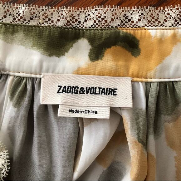 Zadig & Voltaire Size S Small Tink Camou Long Sleeved High Low Blouse - Picture 4 of 6